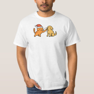 Camiseta Gato Naranja de Navidad y Golden Retriever