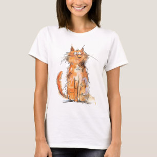 Camiseta Gato Naranja Desaliñado Caprichoso Quirky