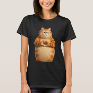 Camiseta Gato Naranja Divertido Corazón Manos Señal San Val