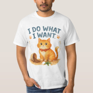Camiseta Gato Naranja Divertido "Hago Lo Que Quiero" Humor