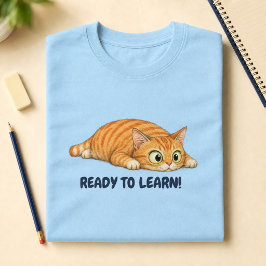 Camiseta Gato Naranja Divertido Listo para Aprender De Vuel