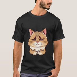 Camiseta Gato Naranja Divertido Triste Cansado Ojos ✨🐾🥺