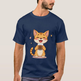 Camiseta Gato Naranja Feliz Café Amor Mañana Alegre ✨🐾☕