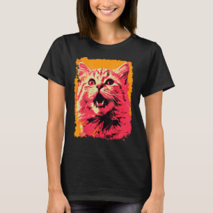 Camiseta Gato naranja jengibre rosa arte pop