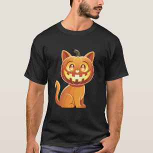 Camiseta Gato naranja lindo de Halloween Jack-O-Lantern Cal