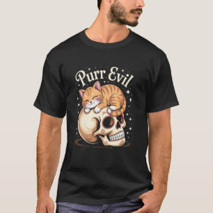 Camiseta Gato naranja lindo maligno que ronronea sobre cala