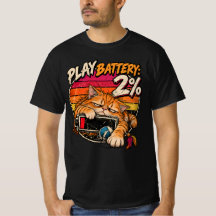Gato Naranja Retro Juega Batería 2% Humor