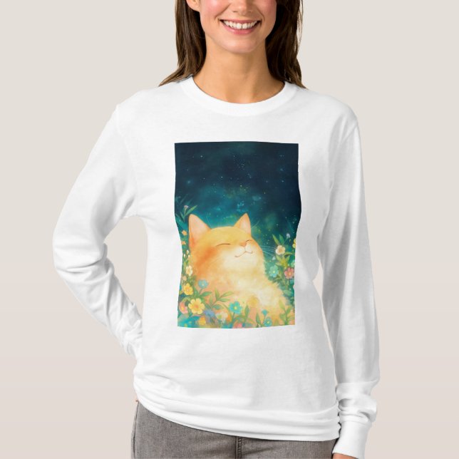 Camiseta Gato Naranja Siesta Tranquila (Anverso)