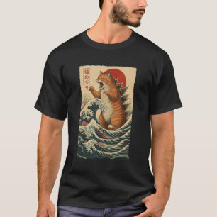 Camiseta Gato Naranja Vintage Catzilla Amante de Gatos Dive