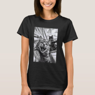 Camiseta Gato Náutico Selfie Embarcación Velero