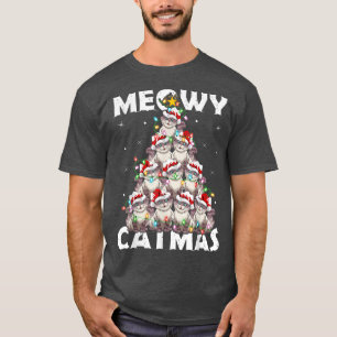 Camiseta Gato Navidad enciende Santa Meowy Catmas Navidades