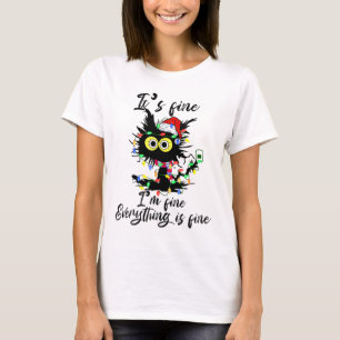 Camiseta Gato Navidad Está Bien Estoy Bien Todo Está Bien