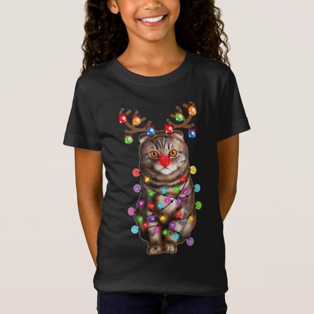 Camiseta Gato navidad, guiño escocés, amante del gato (Anverso)