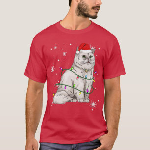 Camiseta Gato Navidad persa enciende a Navidades Cat Santa 