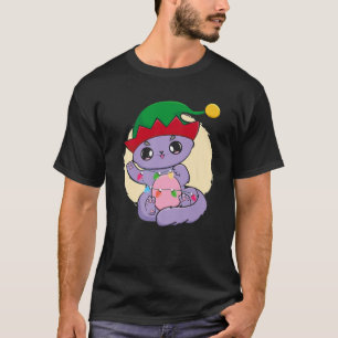 Camiseta Gato Navidades Elf Crew Chibi Neko Anime Kawaii Sa