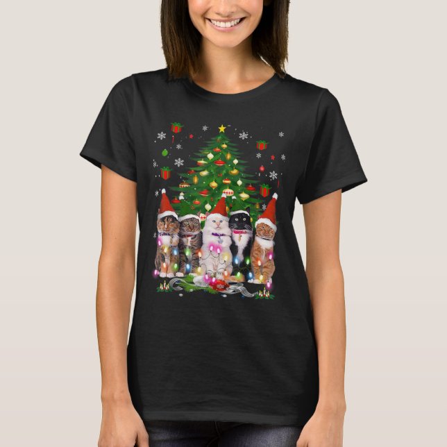 Camiseta Gato Navidades Gracioso Meowy Árbol de Navidad Gat (Anverso)