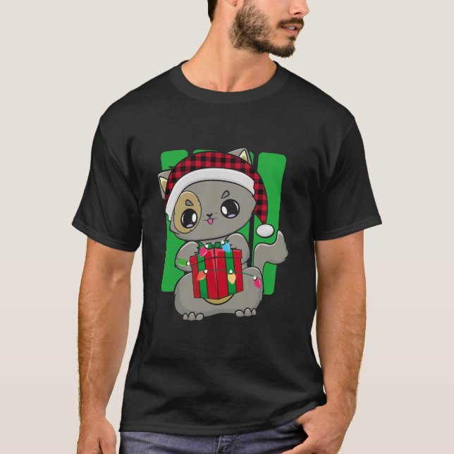 Camiseta Gato Navidades Kitten Chibi Neko Cute Kawaii Anime (Anverso)