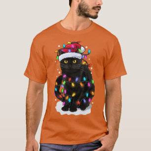 Camiseta Gato Navidades luz Santa Hat Navidades
