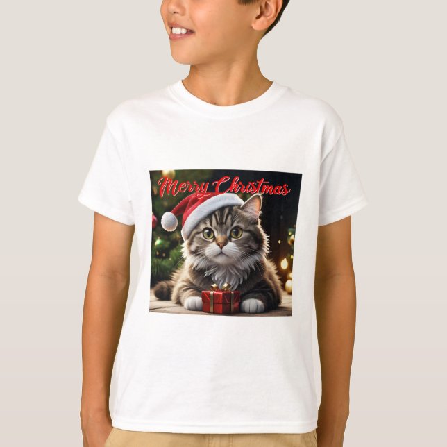 Camiseta Gato navideño (Anverso)
