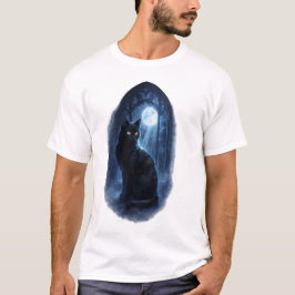 Camiseta Gato negro a la luz de la luna