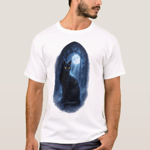 Camiseta Gato negro a la luz de la luna