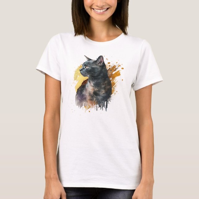 Camiseta Gato negro acuático (Anverso)