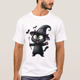 Camiseta Gato negro adorable bruja con varita mágica ✨🐾🧙