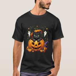Camiseta Gato negro adorable en calabaza - ¡Temporada temib