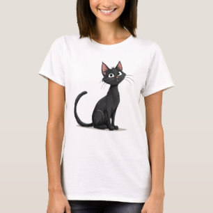 Camiseta Gato Negro Adorable Expresando Amistad