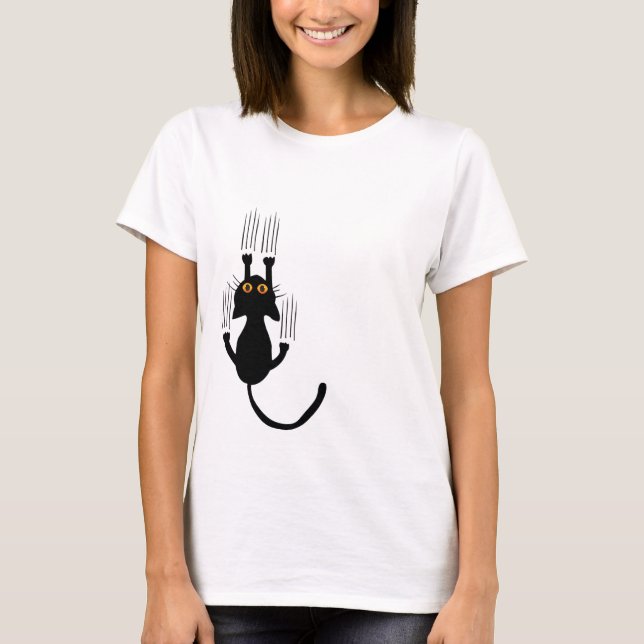 Camiseta Gato negro aguantando (Anverso)