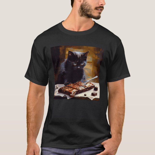Camiseta Gato Negro Ama Chocolate (Anverso)