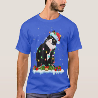 Camiseta Gato negro amante de la Navidad enciende a Santa G