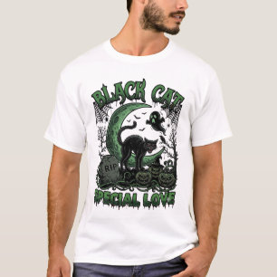 Camiseta Gato Negro Amor Especial Haloween Luna Creciente G