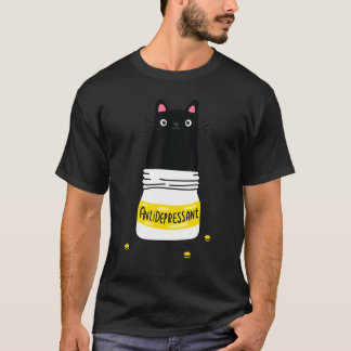 Camiseta Gato Negro Antidepresivo Gato Lindo Gatito Gato Ad