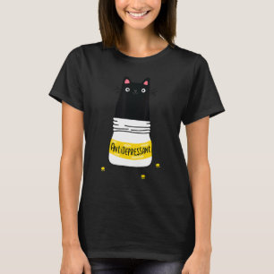Camiseta Gato negro antidepresivo lindo Gato Gato Kitten li
