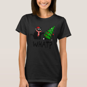 Camiseta Gato Negro Arrojando Árbol De Navidad Sobre Gato Q