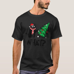 Camiseta Gato Negro Arrojando Árbol De Navidad Sobre Gato Q