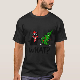 Camiseta Gato Negro Arrojando Árbol Sobre Gato W