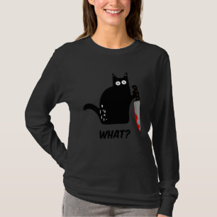 Camiseta Gato negro asesino con un cuchillo Qué
