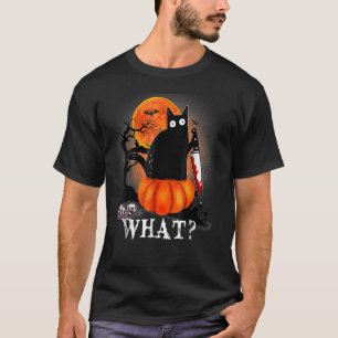 Camiseta Gato negro asesino de Halloween espantoso luna con