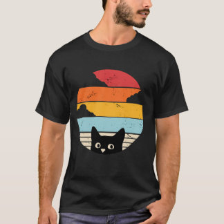 Camiseta Gato negro atardecer retro 
