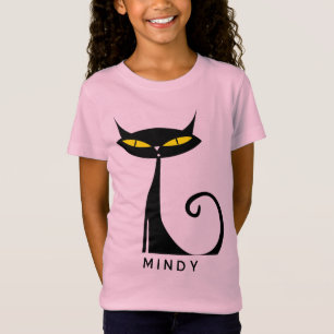 Camiseta Gato negro atómico moderno personalizado de mediad