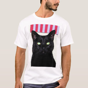 Camiseta Gato negro/azul blanco rojo