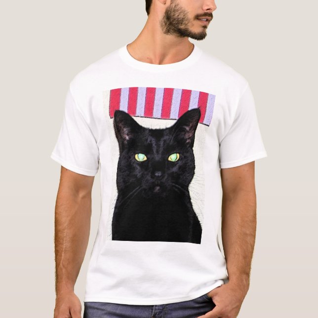 Camiseta Gato negro/azul blanco rojo (Anverso)
