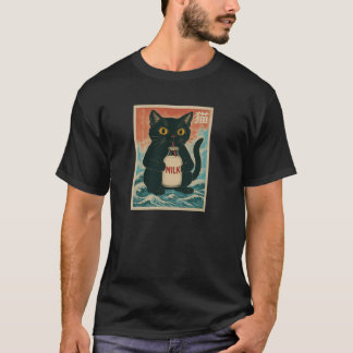 Camiseta Gato Negro Bebe Cartón de Leche Anime japonés Dive