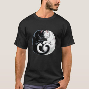 Camiseta Gato negro blanco mascota Yin y Yang