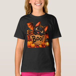 Camiseta Gato negro Boo de Halloween lindo para niños