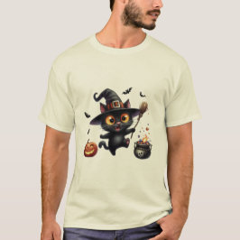 Camiseta Gato negro bruja de Halloween adorable ✨🐾🎃