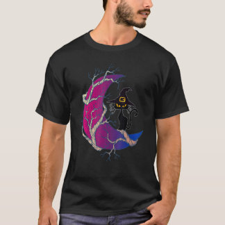 Camiseta Gato Negro Bruja & Luna Bandera Bisexualidad Bisex