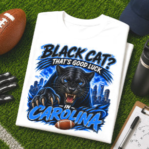 Camiseta Gato Negro Buena Suerte Carolina Fanático del Fútb